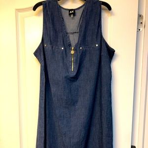 Size XL denim mini dress with goldtone hardware